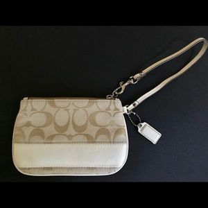 NEW Coach Cream and Tan Wristlet